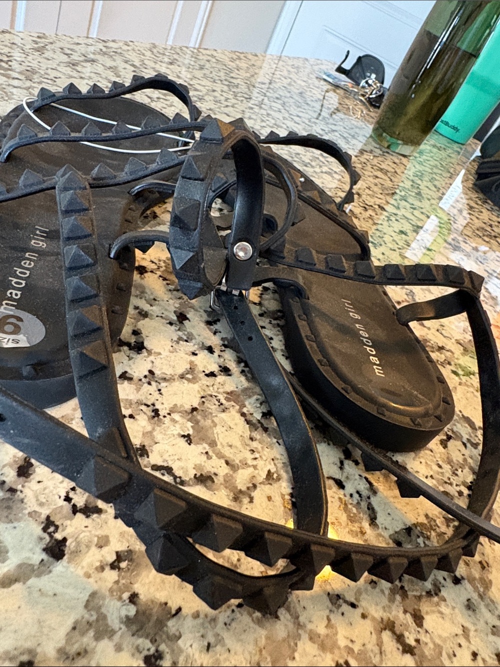 Madden Girl Black Pyramid-Stud Lace-Up Sandals - Picture 5 of 5